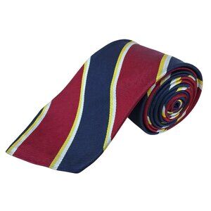 Brooks Brothers Mens Red & Navy Silk Striped Necktie Classic Style